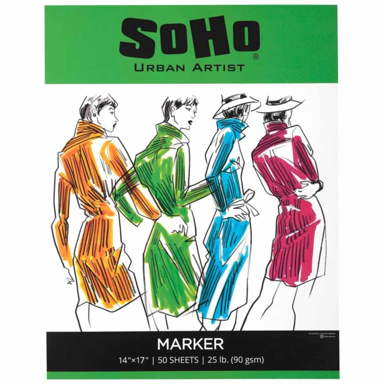 SoHo Urban Artist Marker Paper Pads - 24 lb (90gsm) Smooth & Heavyweight, Acid-Free, Bleed Resistant Drawing Papers, Ideal for Sketching, Color Blending, Mechanical Pencils